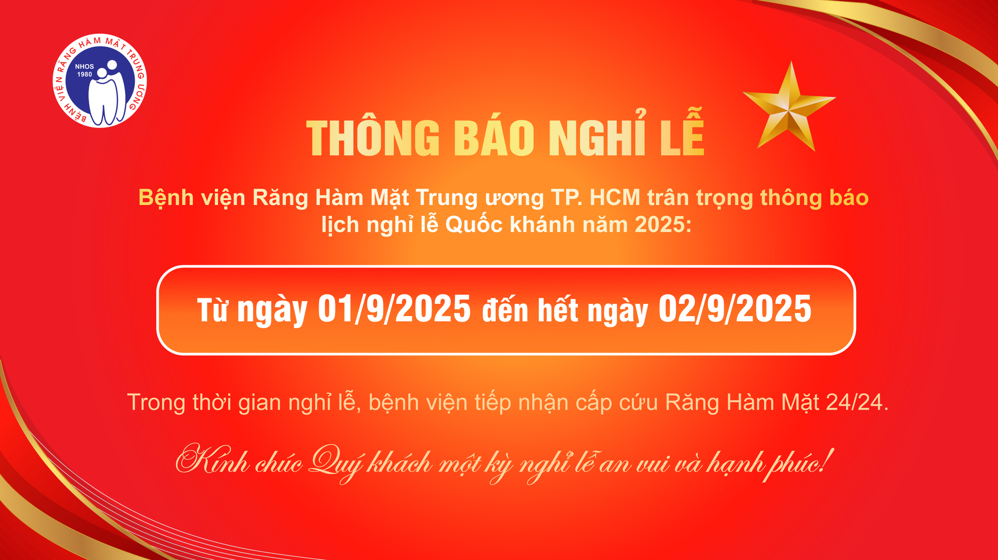 THÔNG BÁO LỊCH NGHỈ LỄ QUỐC KHÁNH 02/9 THÔNG BÁO LỊCH NGHỈ LỄ QUỐC KHÁNH 02/9