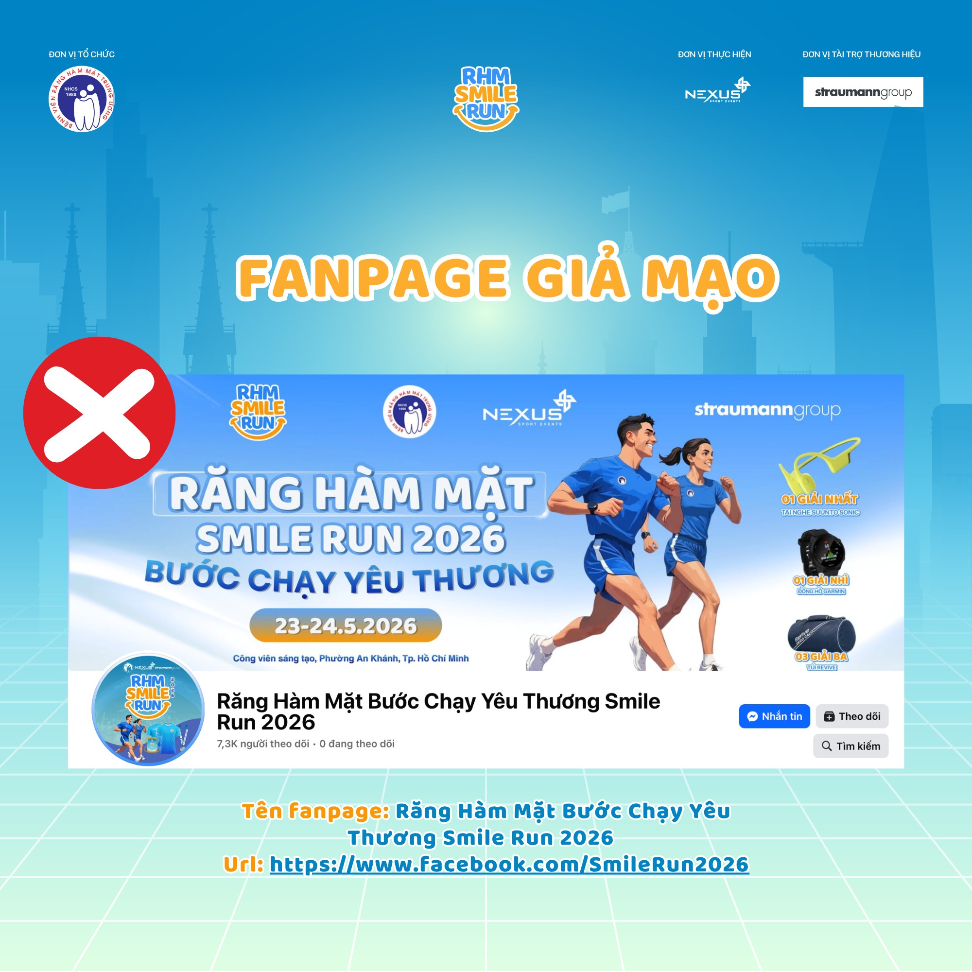 CẢNH BÁO: Fanpage giả mạo giải chạy “Răng Hàm Mặt Smile Run”